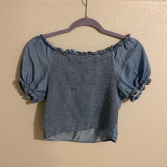 Blue short sleeve peasant top - Picture 2 of 2